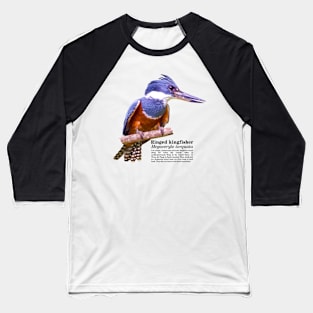 Ringed kingfisher tropical bird black text Baseball T-Shirt